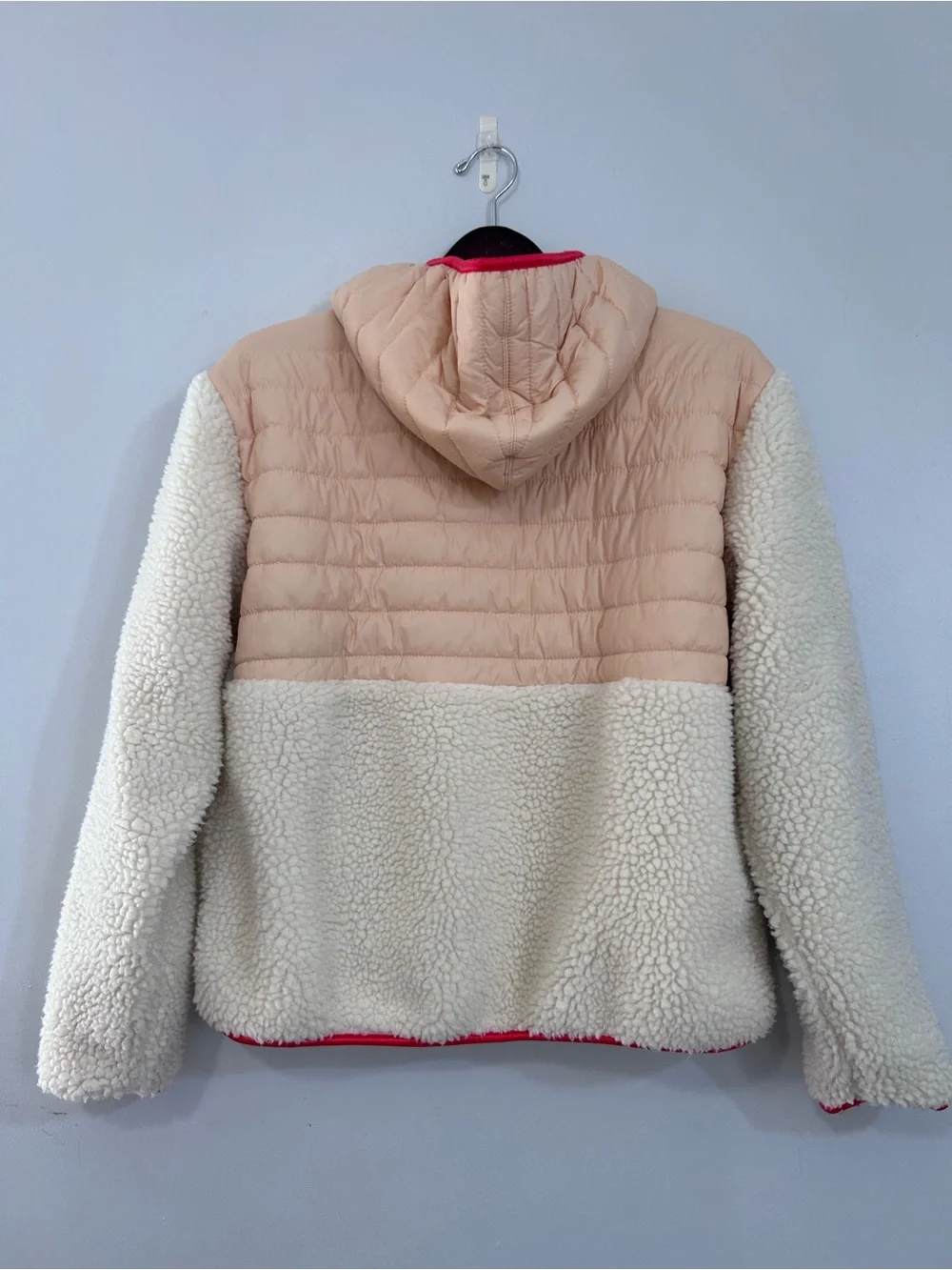Ivory Ella Claire Mixed Media Sherpa Pullover Jacket. S - Picture 5 of 16
